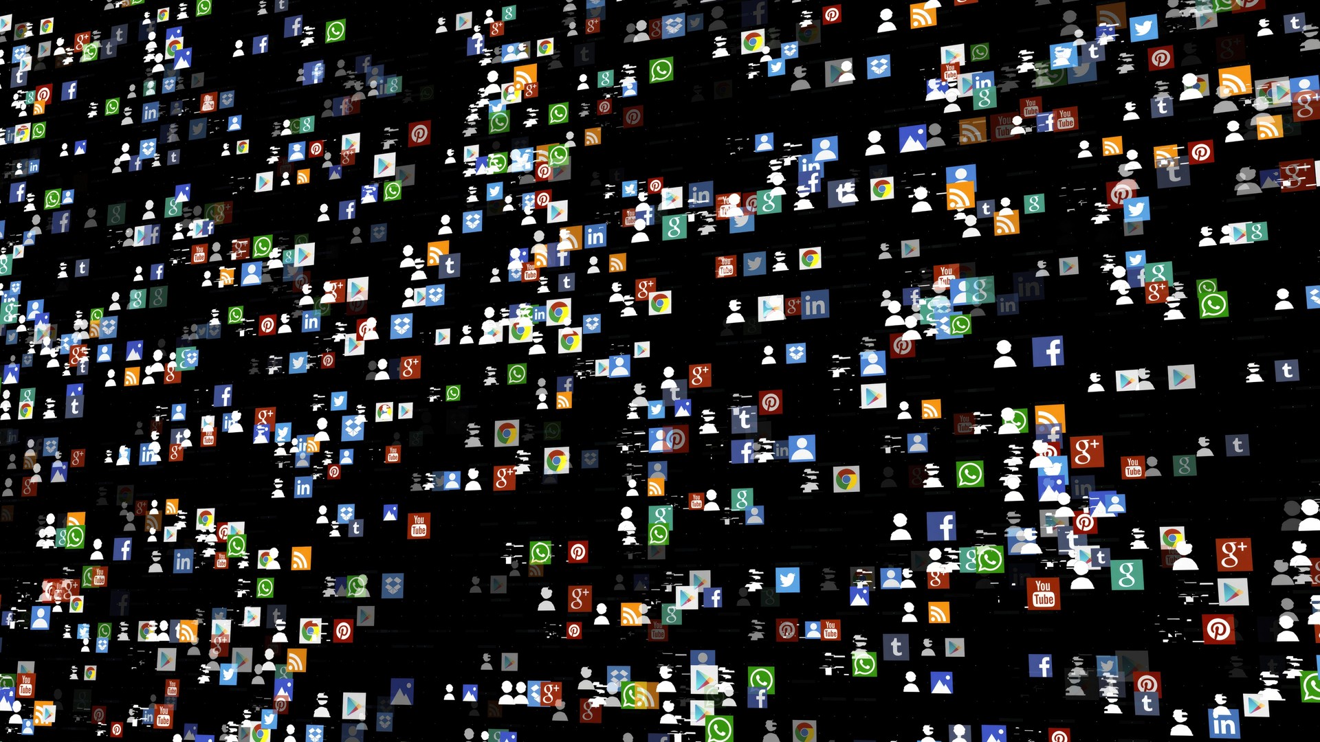 social media icons floating in chart